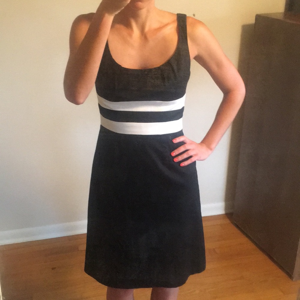 Black and white knee length cocktail dress